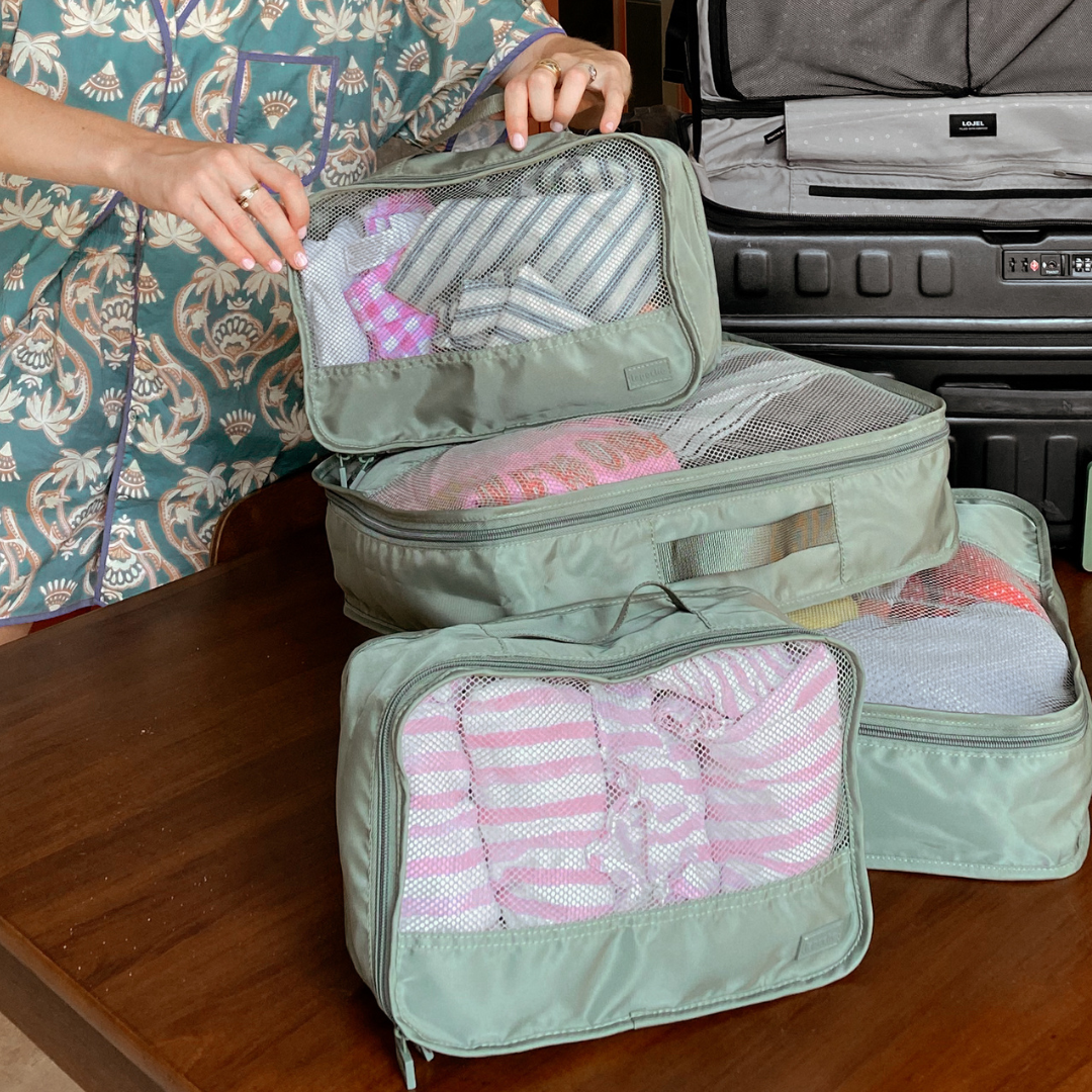 Luggage Organiser 4 Pack - black