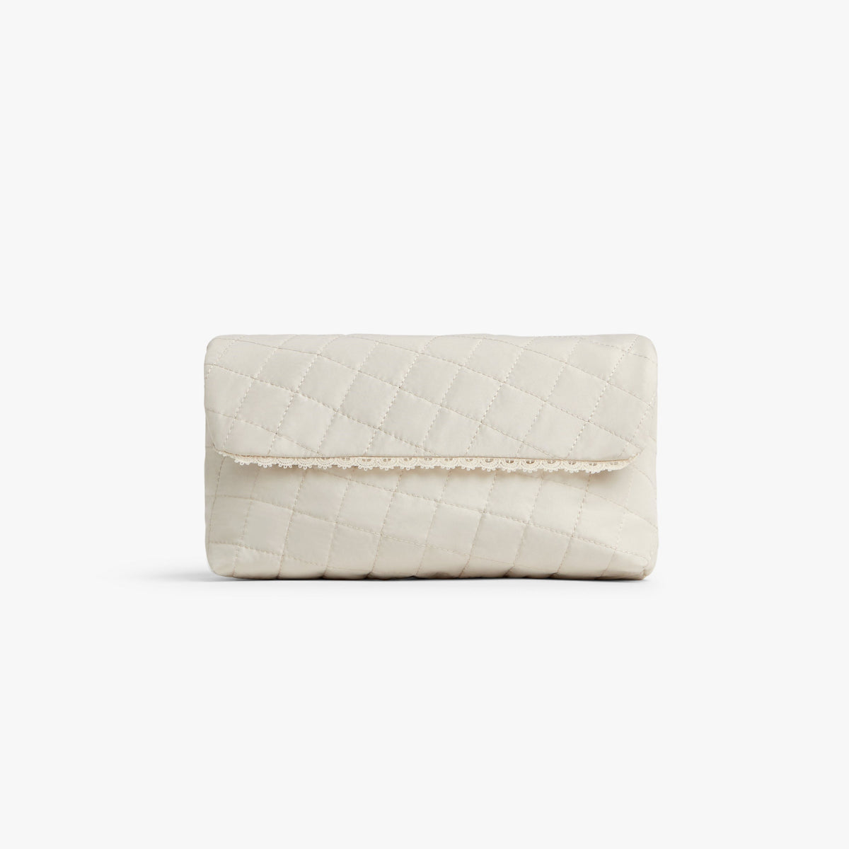 Cream | Front view of Monos x Reformation cosmetic pouch in cream