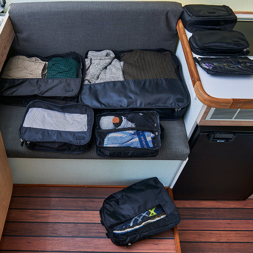 Luggage Organiser 4 Pack - black