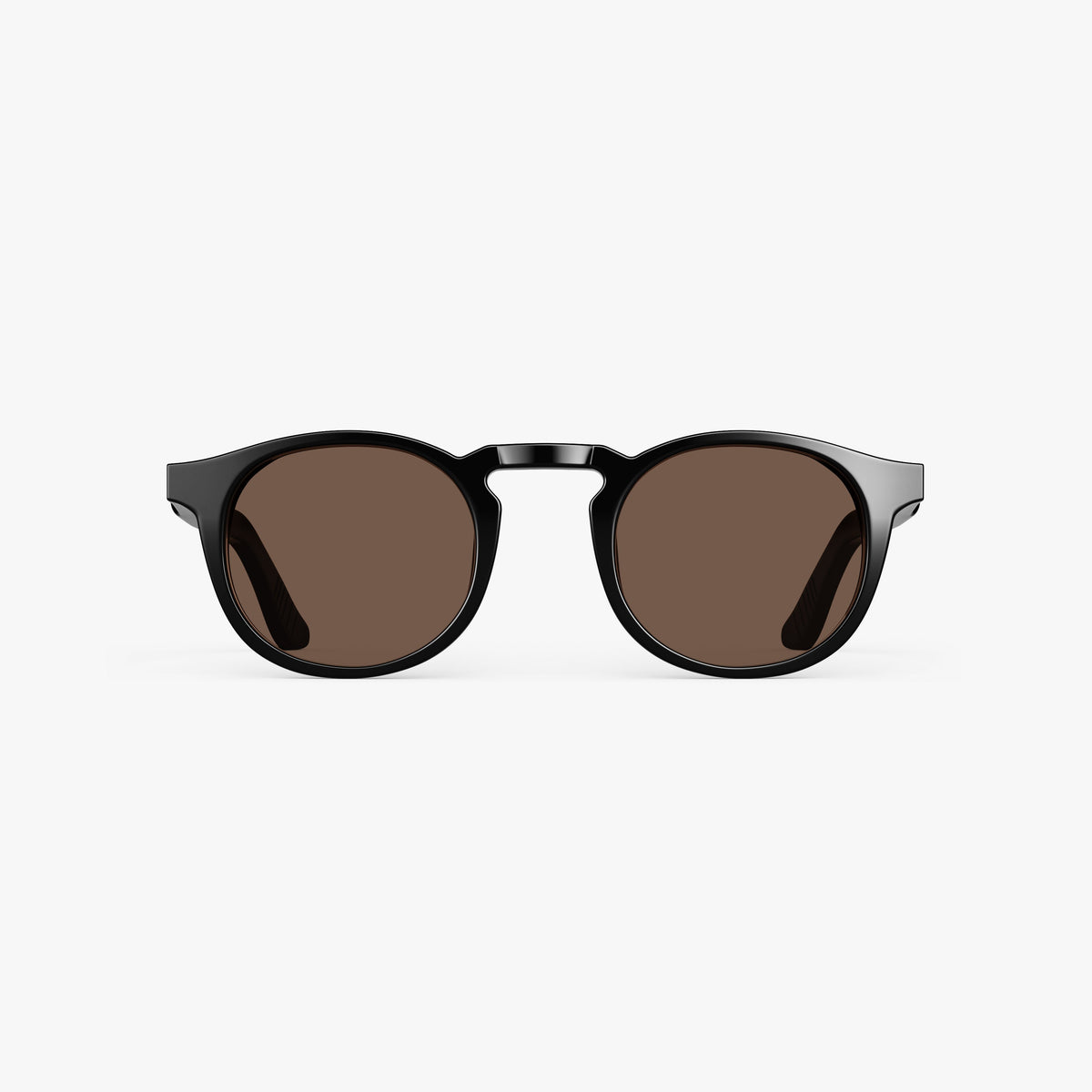 Black / Brown Lens | Front view of Atrium Sunglasses in Black with Brown Lens