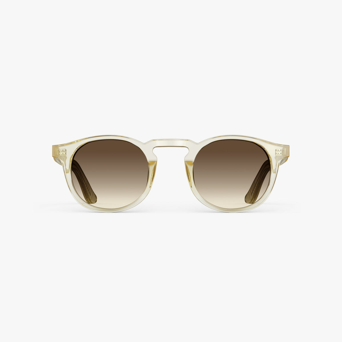 Crystal Champagne / Brown Gradient Lens | Front view of Atrium Sunglasses in Crystal Champagne with Brown Gradient Lens