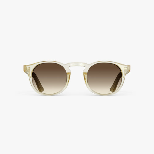 Crystal Champagne / Brown Gradient Lens | Front view of Atrium Sunglasses in Crystal Champagne with Brown Gradient Lens