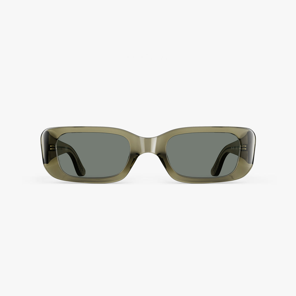 Crystal Sencha / Grey Green Lens | Front view of Mesa Sunglasses in Crystal Sencha with Grey Green Lens
