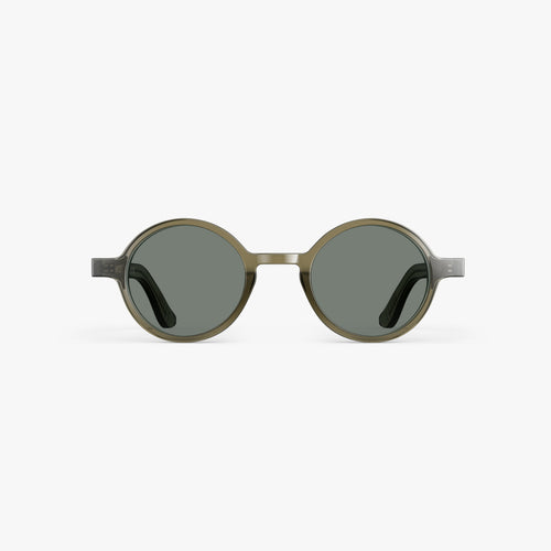 Crystal Sencha / Grey Green Lens | Front view of Cairn Sunglasses in Crystal Sencha with Grey Green Lens
