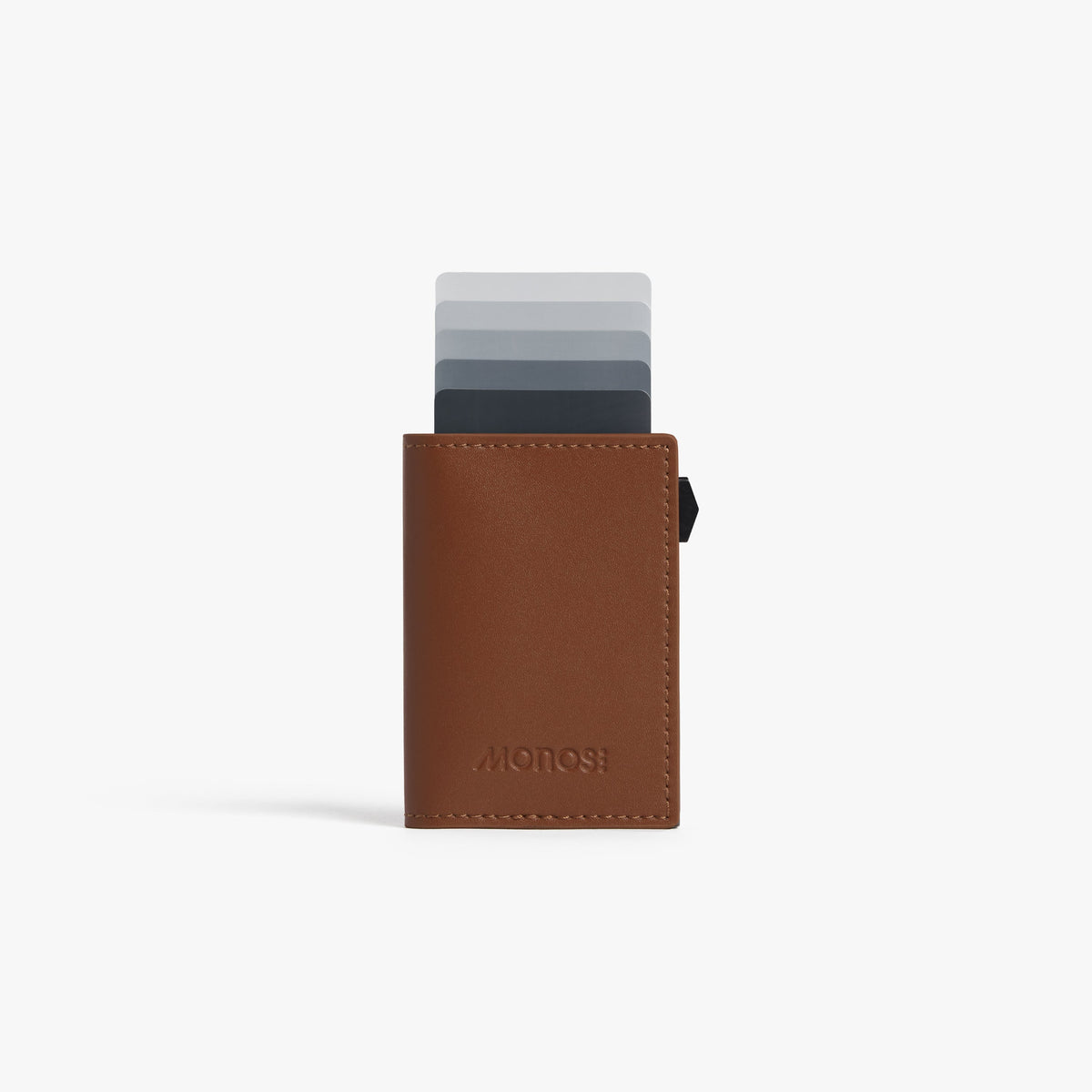 Mahogany / Black | Front view of Slim Wallet Pro with cards in Mahogany / Black
